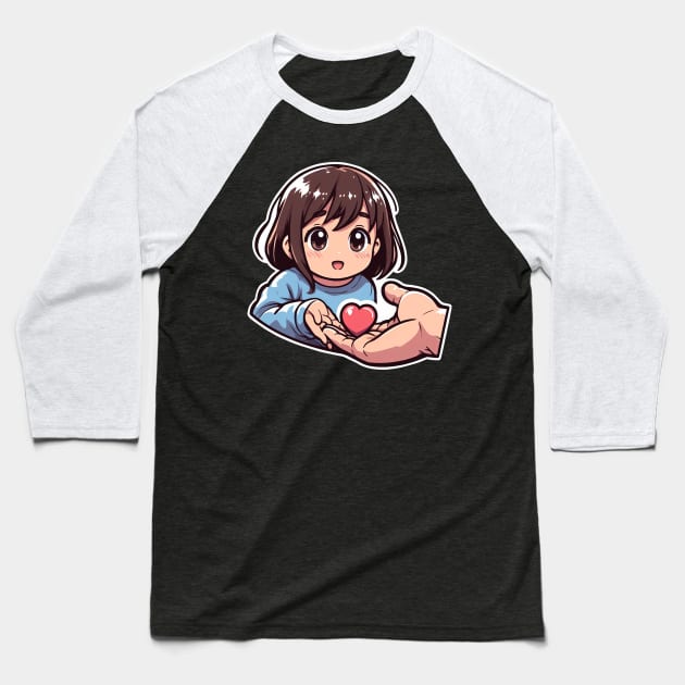 DO GOOD Little Girl Heart Receiver Baseball T-Shirt by Plushism